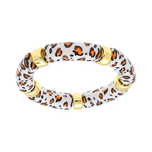 Bracelet extensible lopard  anneaux dors
