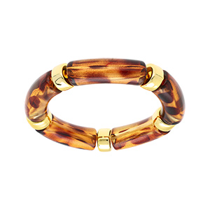 Bracelet extensible marron  anneaux dors
