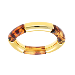 Bracelet extensible marron lopard et dor