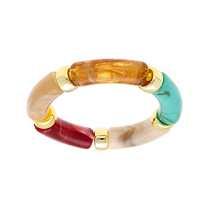 Bracelet extensible multi couleurs clatantes  anneaux dors