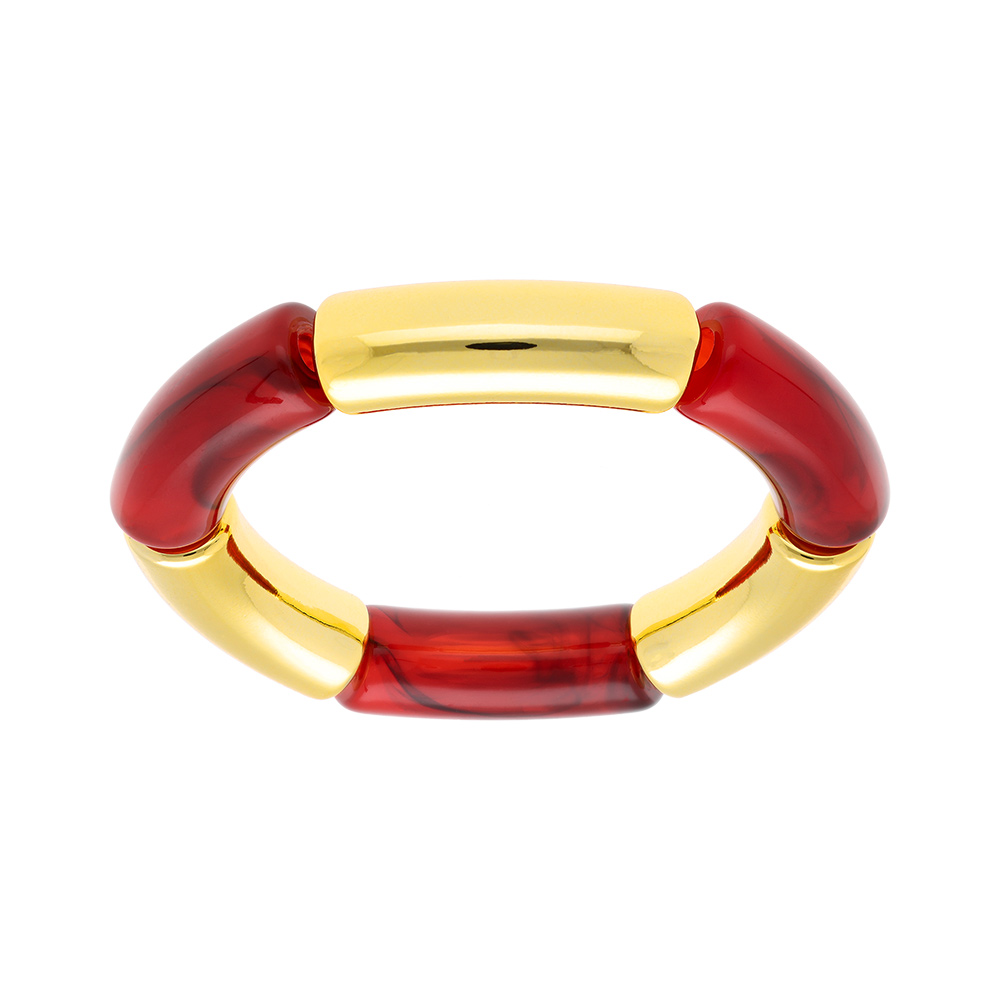 Bracelet extensible rouge et dor� - Vue 1