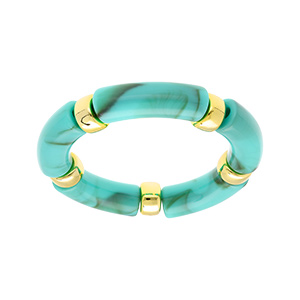 Bracelet extensible turquoise � anneaux dor�s