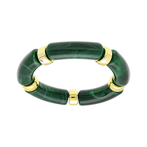 Bracelet extensible vert  anneaux dors