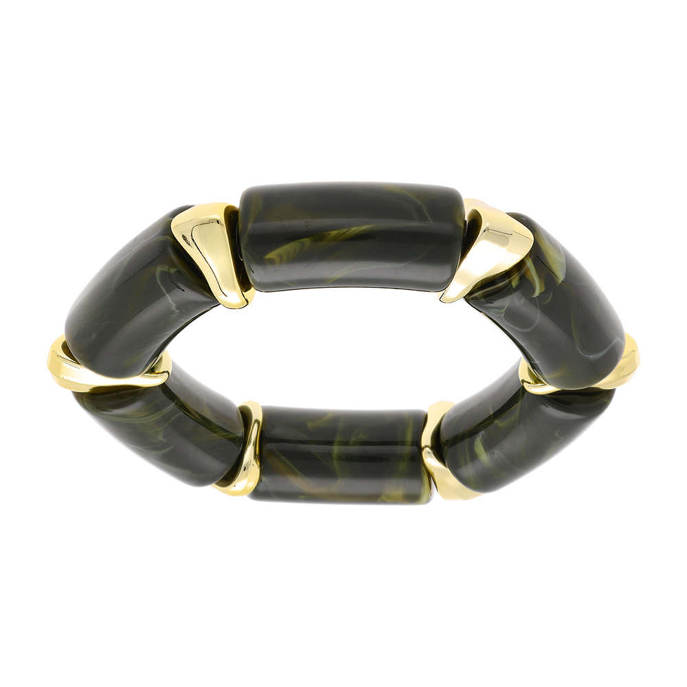 Bracelet extensible vert  inserts dors - Vue 1