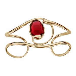 Bracelet finition dorée manchette volute verre taillé rouge - Vue 1