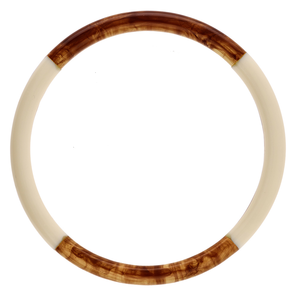 Bracelet jonc 6mm en r�sine couleur ambre et blanc - 63mm - Vue 1