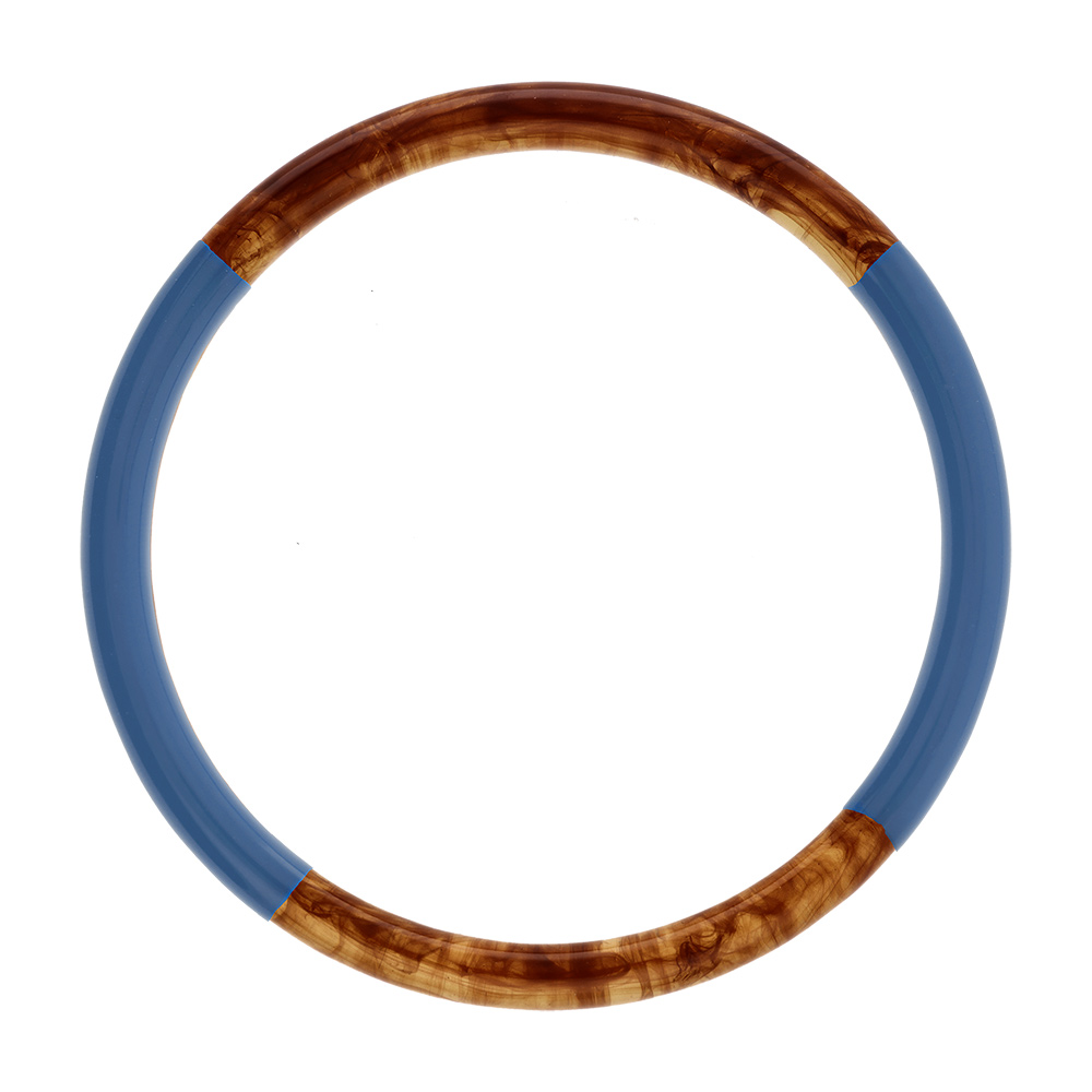 Bracelet jonc 6mm en r�sine couleur ambre et bleu - 60mm - Vue 1