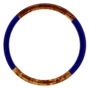 Bracelet jonc 6mm en r�sine couleur ambre et bleu fonc� - 63mm