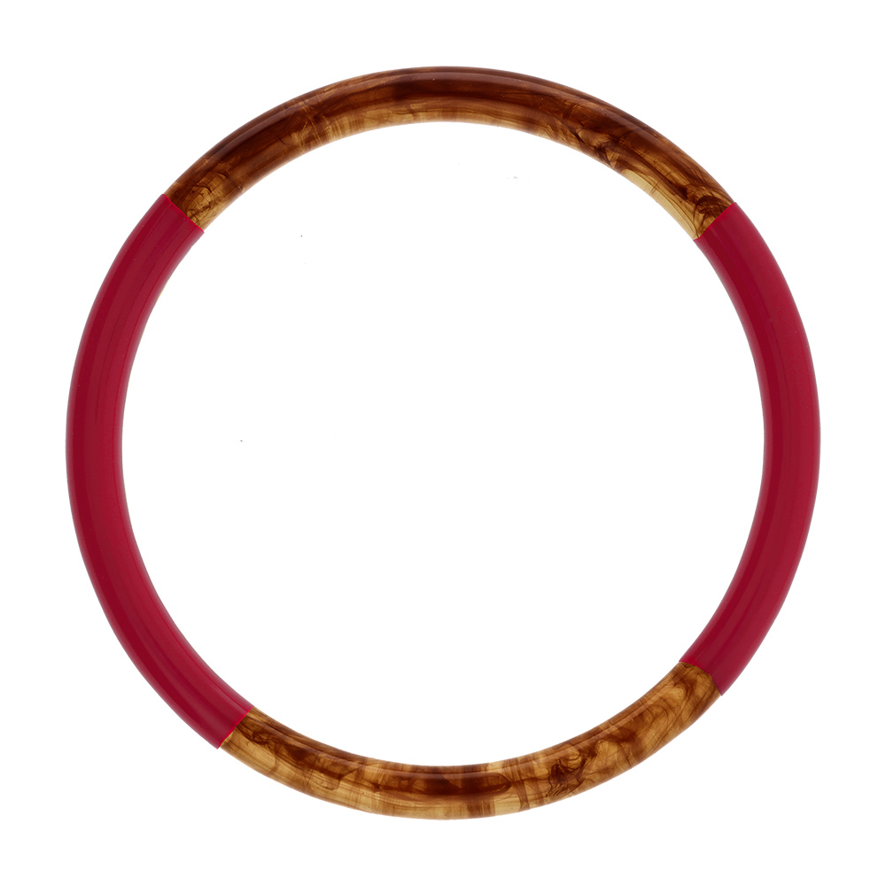 Bracelet jonc 6mm en r�sine couleur ambre et bordeau - 60mm - Vue 1