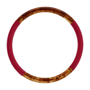 Bracelet jonc 6mm en r�sine couleur ambre et bordeau - 60mm