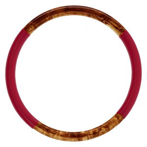 Bracelet jonc 6mm en r�sine couleur ambre et bordeau - 63mm