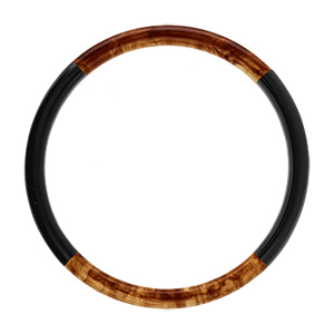 Bracelet jonc 6mm en r�sine couleur ambre et noir - 60mm