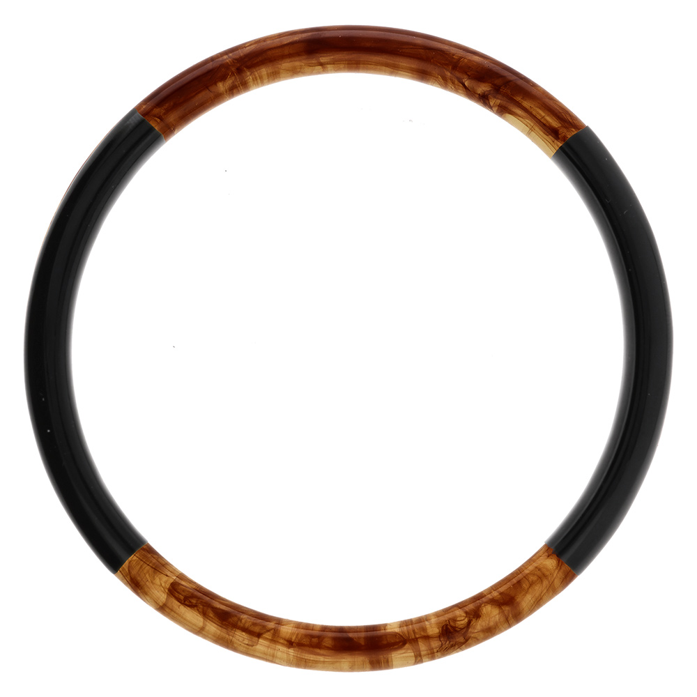 Bracelet jonc 6mm en r�sine couleur ambre et noir - 63mm - Vue 1