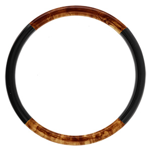 Bracelet jonc 6mm en r�sine couleur ambre et noir - 63mm