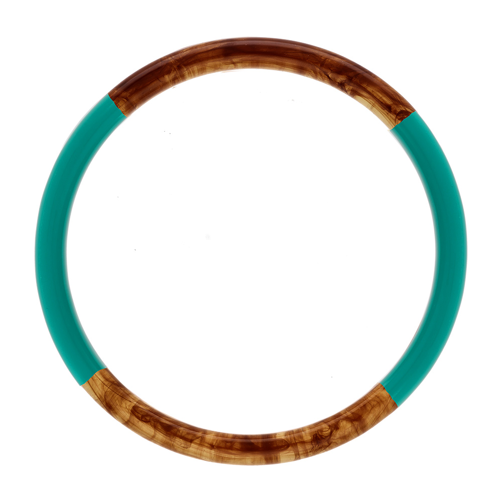 Bracelet jonc 6mm en r�sine couleur ambre et turquoise - 60mm - Vue 1