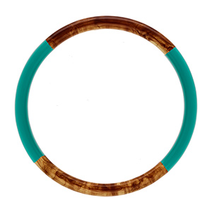 Bracelet jonc 6mm en r�sine couleur ambre et turquoise - 60mm