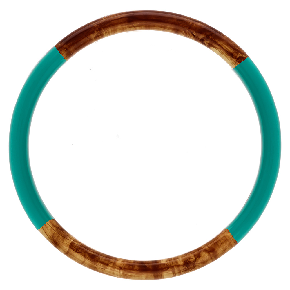 Bracelet jonc 6mm en r�sine couleur ambre et turquoise - 63mm - Vue 1