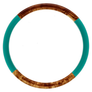 Bracelet jonc 6mm en r�sine couleur ambre et turquoise - 63mm