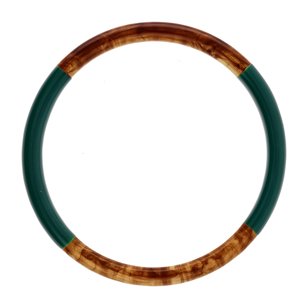 Bracelet jonc 6mm en r�sine couleur ambre et vert anglais - 60mm - Vue 1