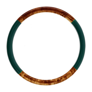 Bracelet jonc 6mm en r�sine couleur ambre et vert anglais - 60mm