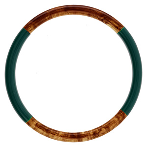 Bracelet jonc 6mm en r�sine couleur ambre et vert anglais - 63mm