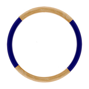 Bracelet jonc 6mm en r�sine couleur corne et bleu fonc�-  60mm