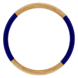 Bracelet jonc 6mm en r�sine couleur corne et bleu fonc� - 63mm