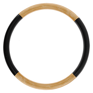 Bracelet jonc 6mm en r�sine couleur corne et noir-  63mm