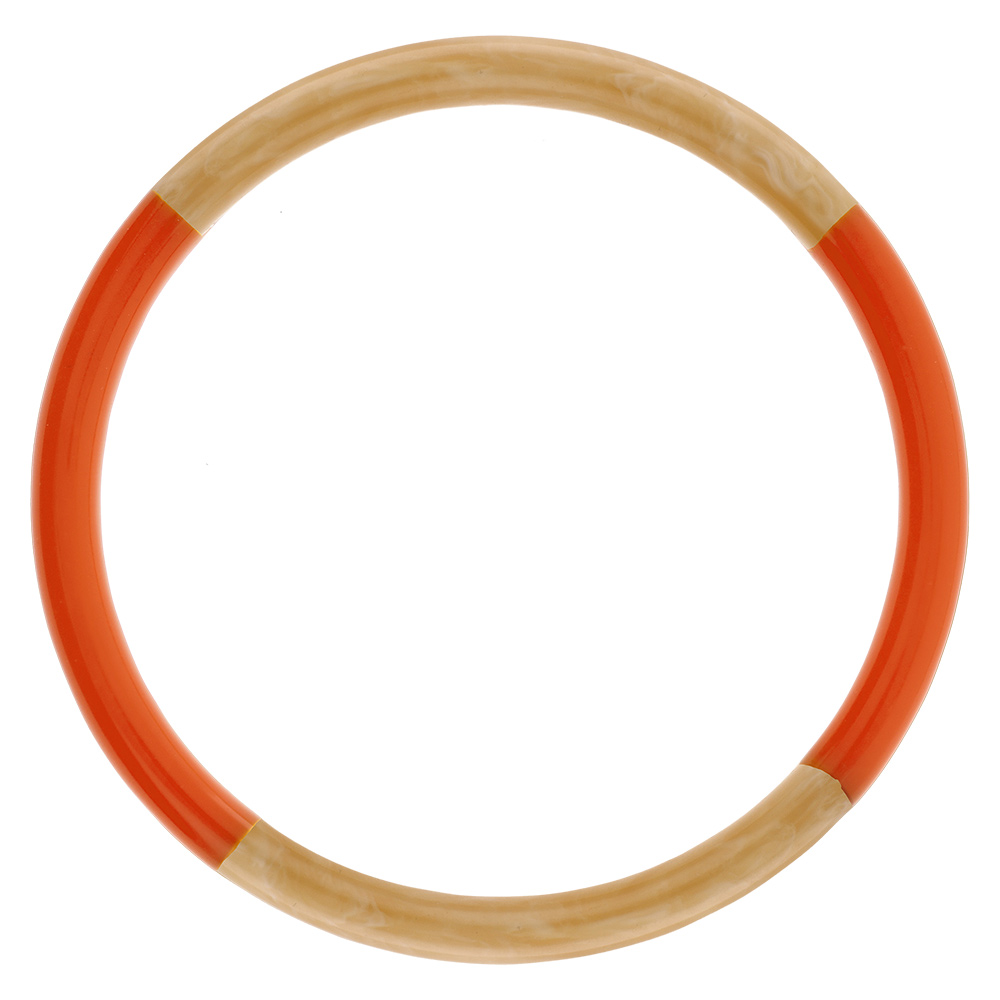Bracelet jonc 6mm en r�sine couleur corne et orange - 63mm - Vue 1