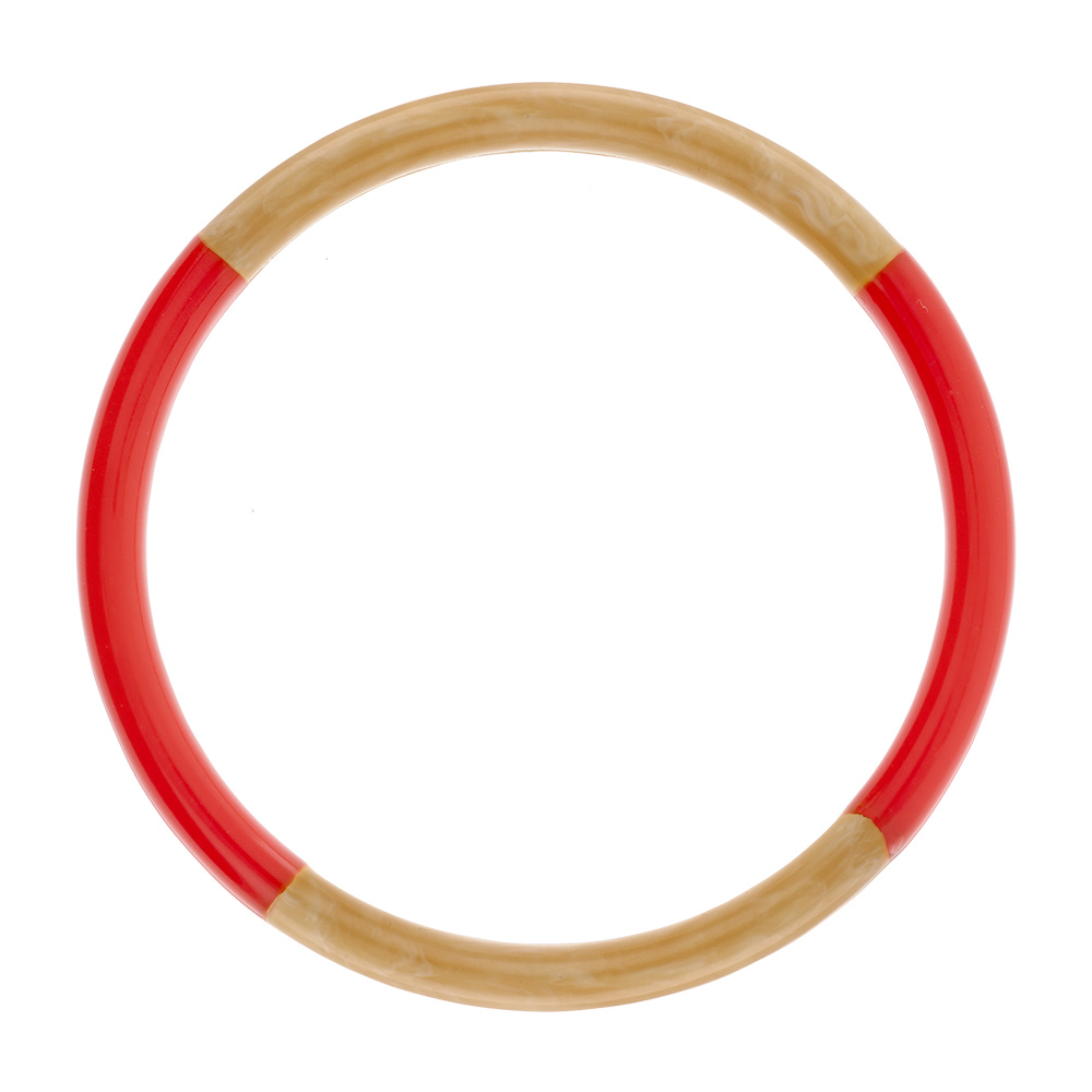 Bracelet jonc 6mm en r�sine couleur corne et rouge - 60mm - Vue 1