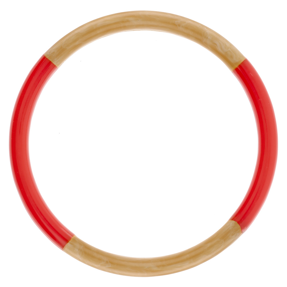 Bracelet jonc 6mm en r�sine couleur corne et rouge - 63mm - Vue 1