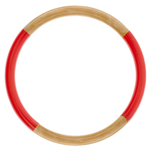 Bracelet jonc 6mm en r�sine couleur corne et rouge - 63mm