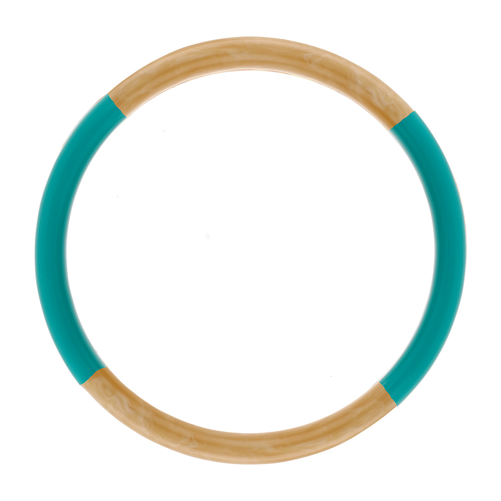 Bracelet jonc 6mm en r�sine couleur corne et turquoise - 60mm - Vue 1