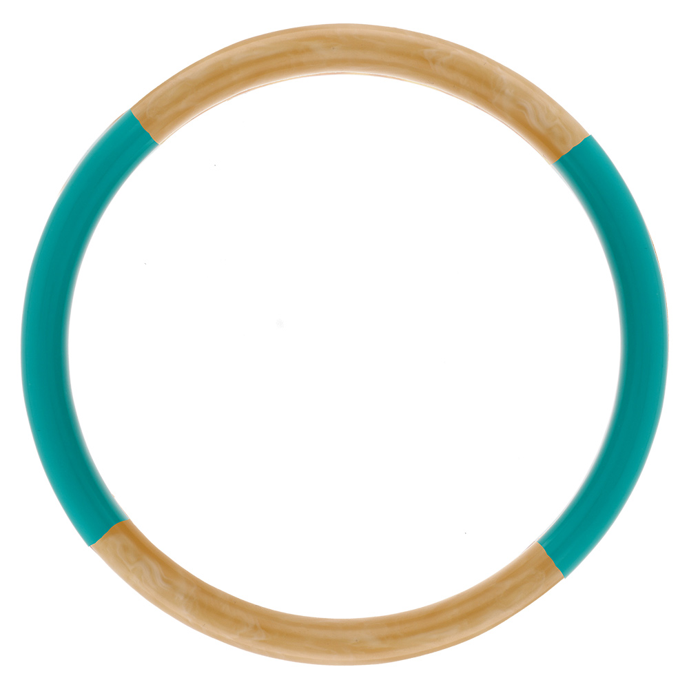 Bracelet jonc 6mm en r�sine couleur corne et turquoise - 63mm - Vue 1