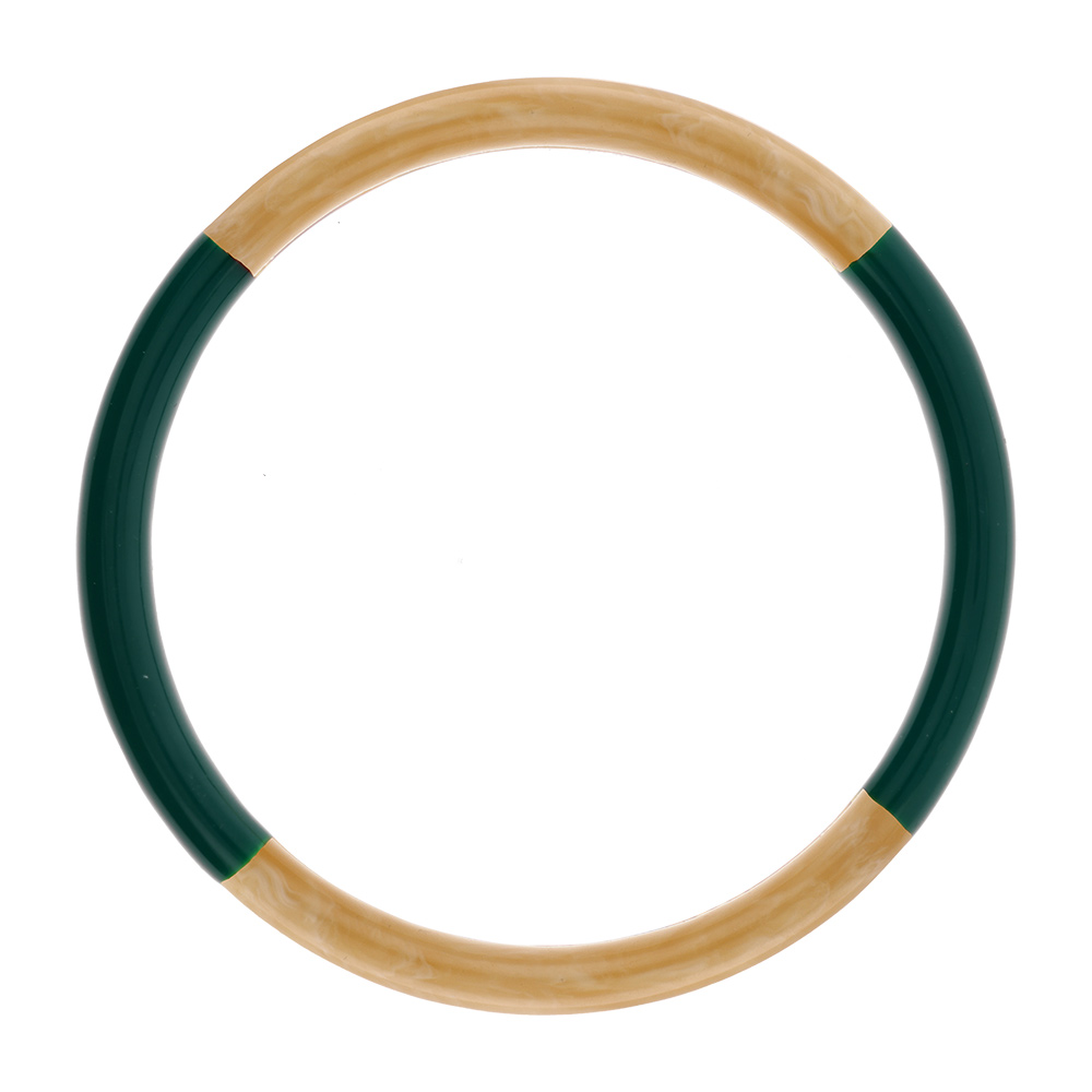 Bracelet jonc 6mm en r�sine couleur corne et vert anglais - 60mm - Vue 1
