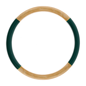 Bracelet jonc 6mm en r�sine couleur corne et vert anglais - 60mm