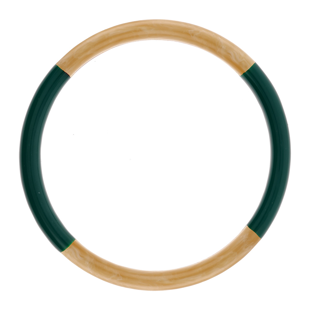Bracelet jonc 6mm en r�sine couleur corne et vert anglais - 63mm - Vue 1