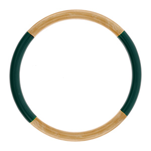 Bracelet jonc 6mm en r�sine couleur corne et vert anglais - 63mm