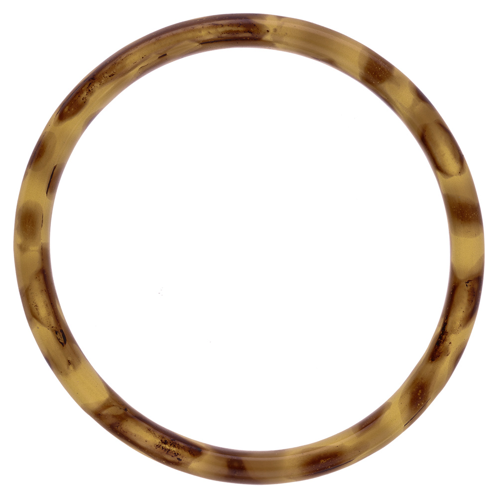 Bracelet jonc 6mm en r�sine couleur �caille de tortue marron - 63mm - Vue 1