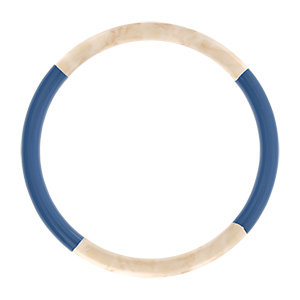 Bracelet jonc 6mm en r�sine couleur ivoire et bleu - 60mm