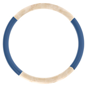 Bracelet jonc 6mm en r�sine couleur ivoire et bleu - 63mm