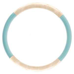 Bracelet jonc 6mm en r�sine couleur ivoire et bleu ciel - 63mm