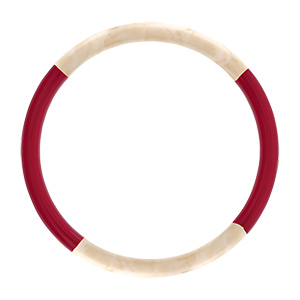 Bracelet jonc 6mm en r�sine couleur ivoire et bordeau - 60mm