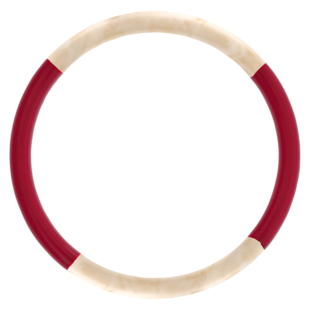 Bracelet jonc 6mm en r�sine couleur ivoire et bordeau - 63mm - Vue 1