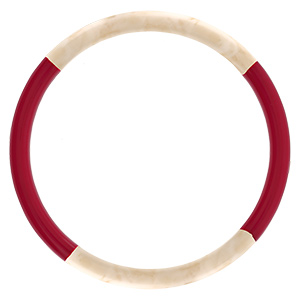 Bracelet jonc 6mm en r�sine couleur ivoire et bordeau - 63mm