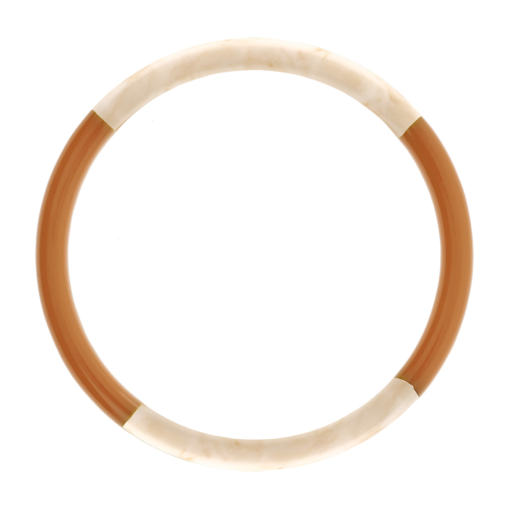 Bracelet jonc 6mm en r�sine couleur ivoire et caramel - 60mm - Vue 1