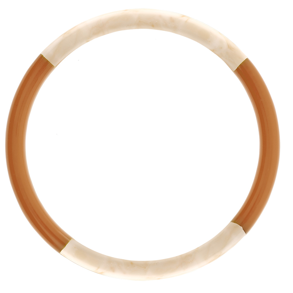 Bracelet jonc 6mm en r�sine couleur ivoire et caramel - 63mm - Vue 1