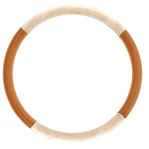 Bracelet jonc 6mm en r�sine couleur ivoire et caramel - 63mm