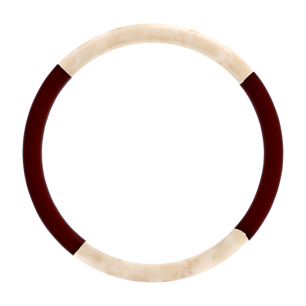 Bracelet jonc 6mm en r�sine couleur ivoire et chocolat - 60mm - Vue 1
