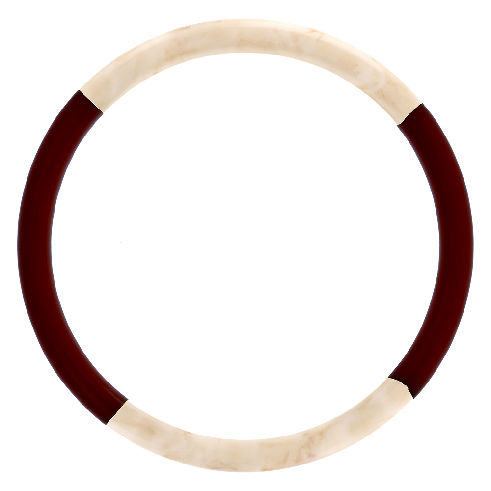 Bracelet jonc 6mm en r�sine couleur ivoire et chocolat - 63mm - Vue 1